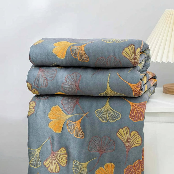 Reversible Throw Blanket Elegant Leaf Pattern Cozy Decor