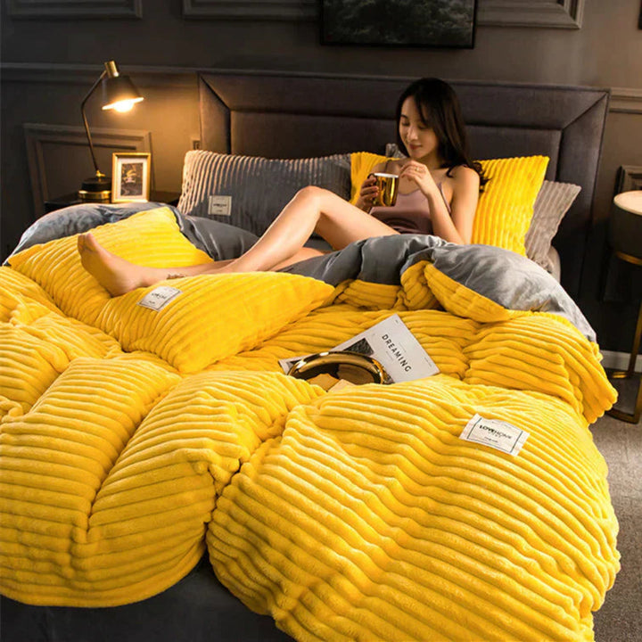 Bedding Duvet Cover Set Plush-Style Winter Bedspread Design