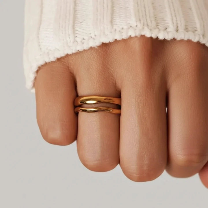 Gold Stacking Ring Minimalist Stainless Steel Band Everyday Wear