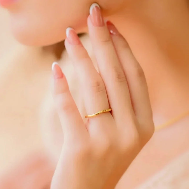 Gold Stacking Ring Minimalist Stainless Steel Band Everyday Wear