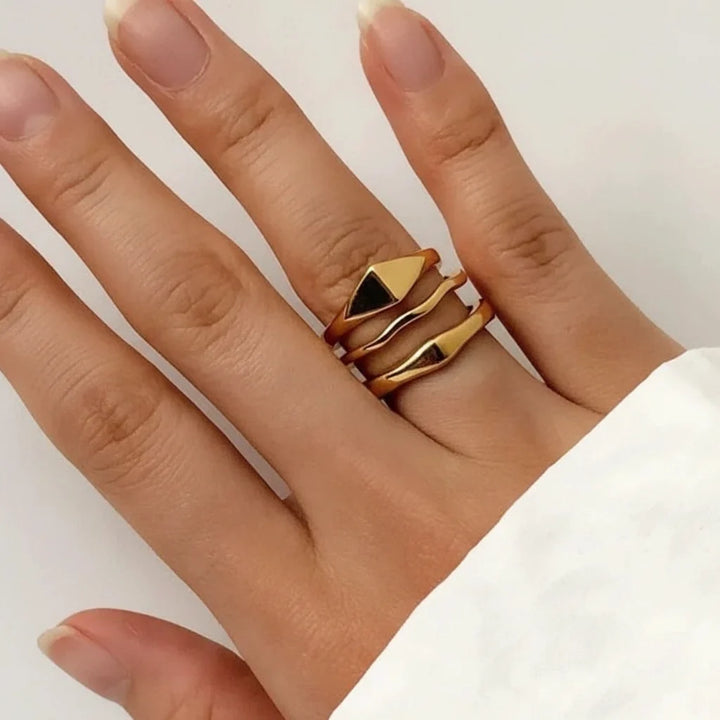 Gold Stacking Ring Minimalist Stainless Steel Band Everyday Wear
