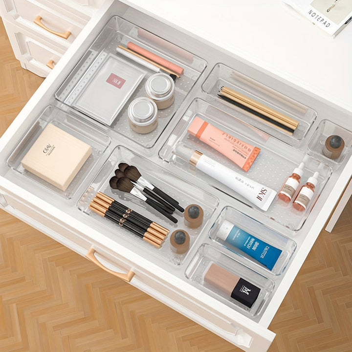 Drawer Organizer Plastic Storage Trays Set Kitchen Office Bathroom