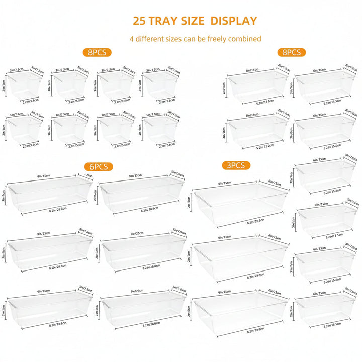 Drawer Organizer Plastic Storage Trays Set Kitchen Office Bathroom