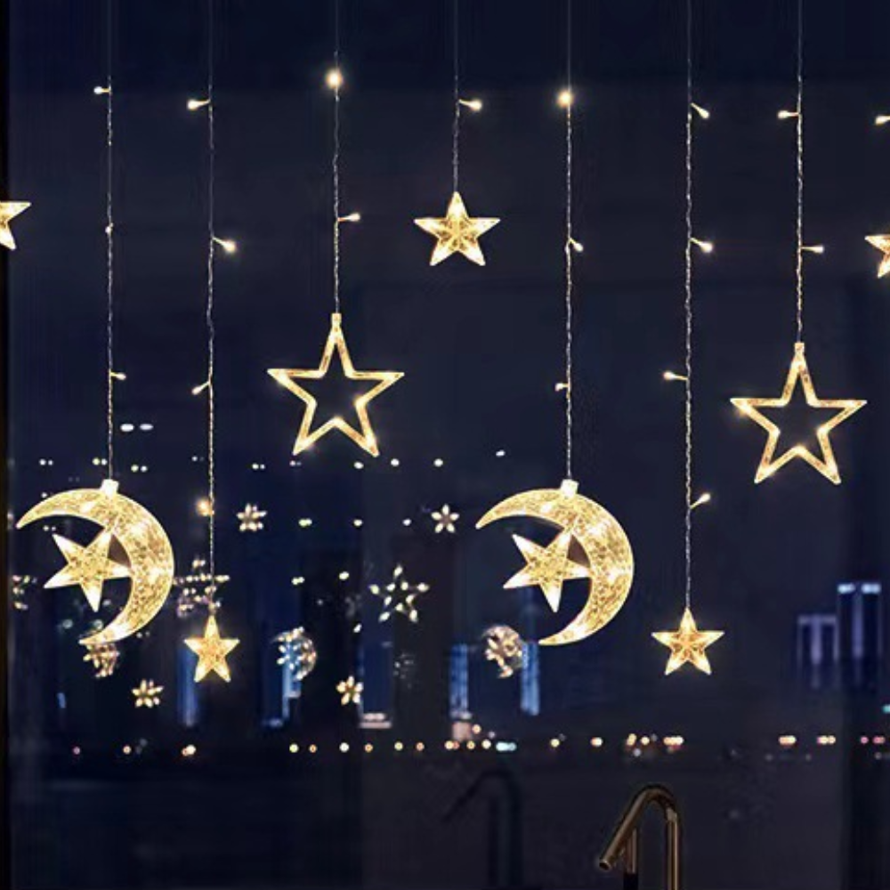 LED Star Light Curtain Warm White Indoor  Outdoor Holiday Decor