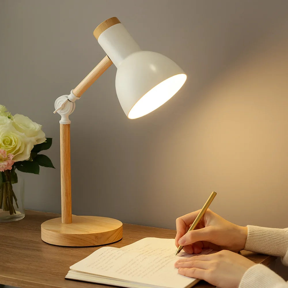 Desk Lamp Wood Adjustable Nordic Table Light