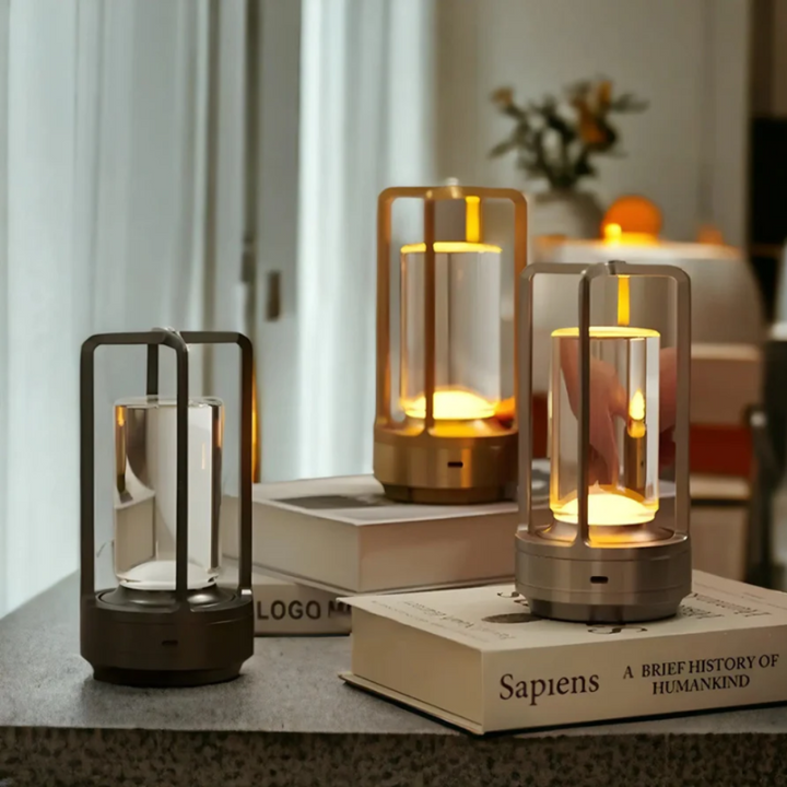 Table Lamp Modern Metal Cylinder LED Light Decor Accent