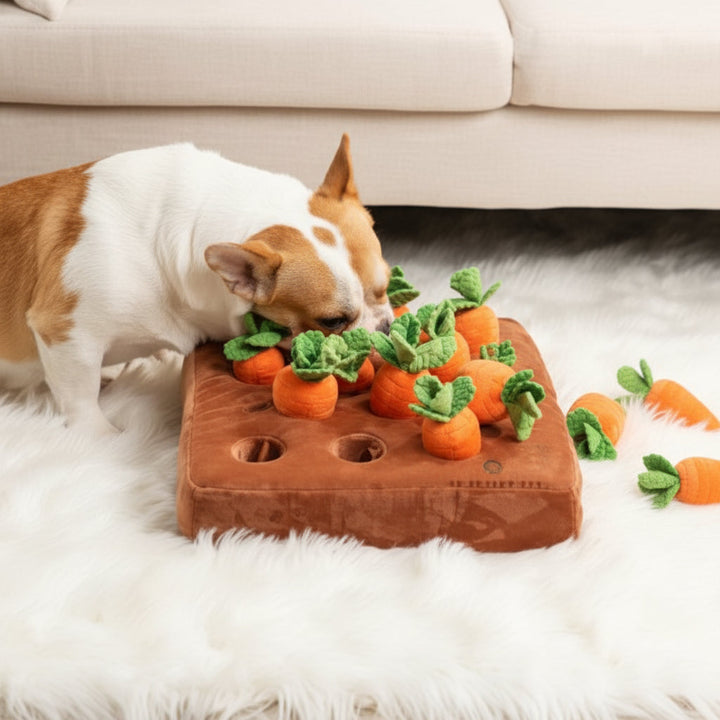 Dog Snuffle Mat Carrot Puzzle Toy Treat Hiding Training