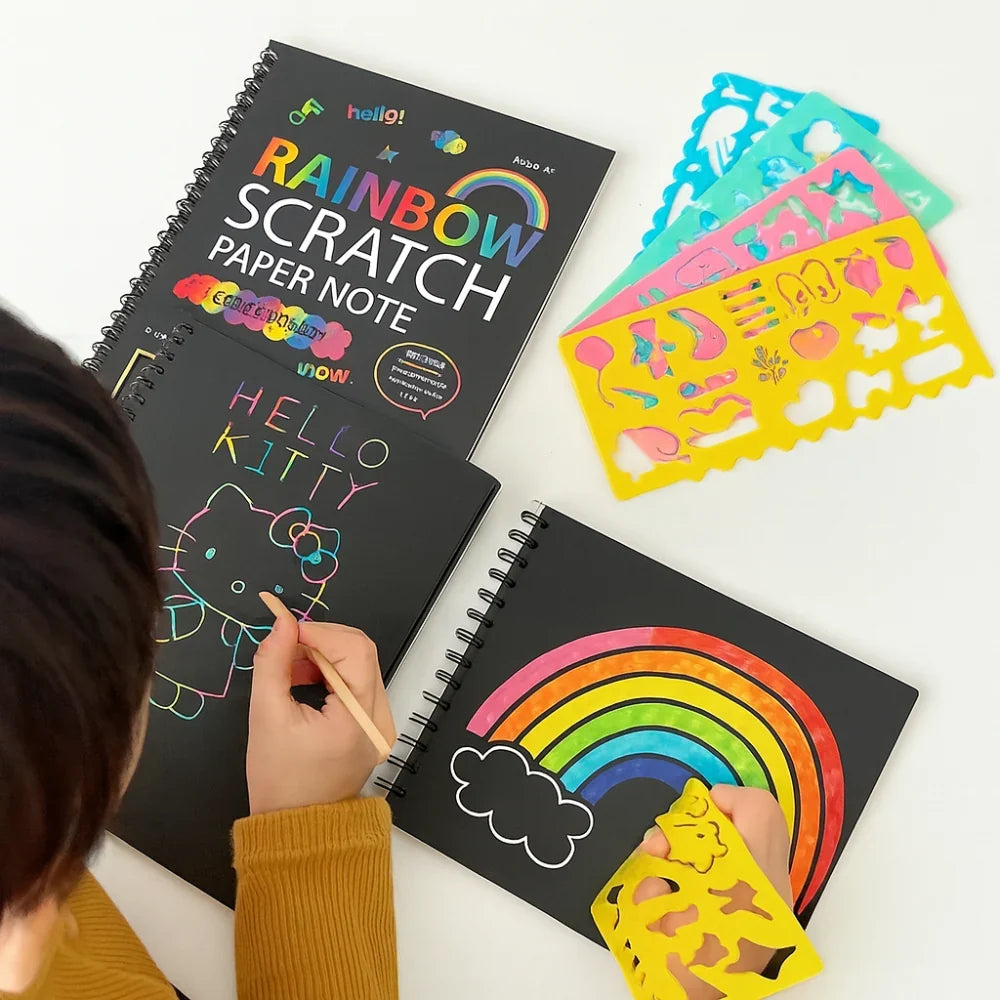 Drawing Paper Scratch Art Rainbow Craft Set