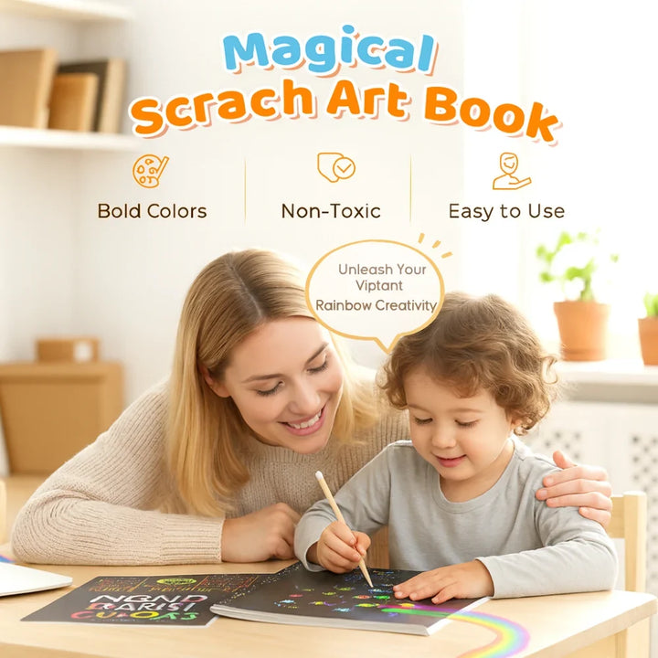 Drawing Paper Scratch Art Rainbow Craft Set