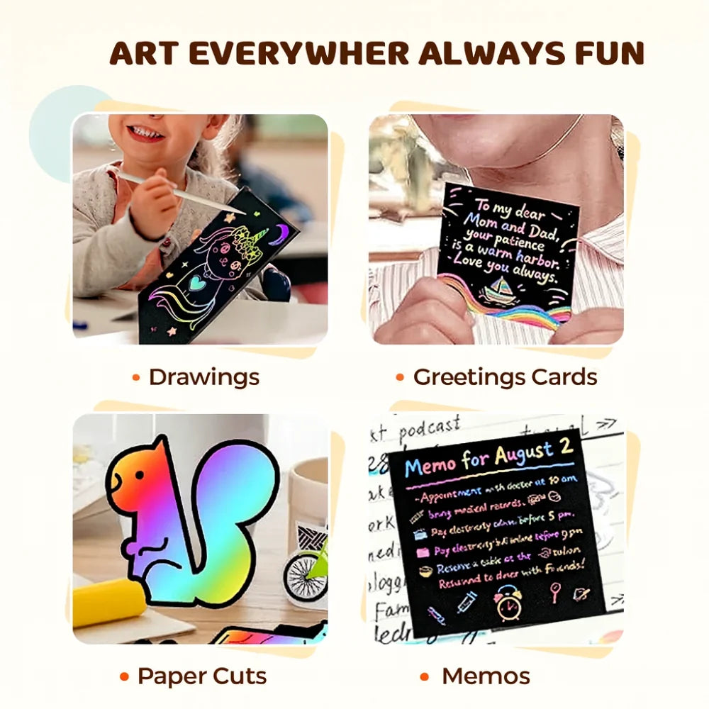 Drawing Paper Scratch Art Rainbow Craft Set