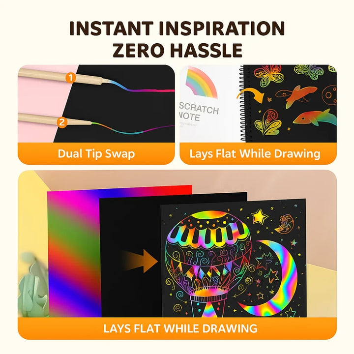 Drawing Paper Scratch Art Rainbow Craft Set