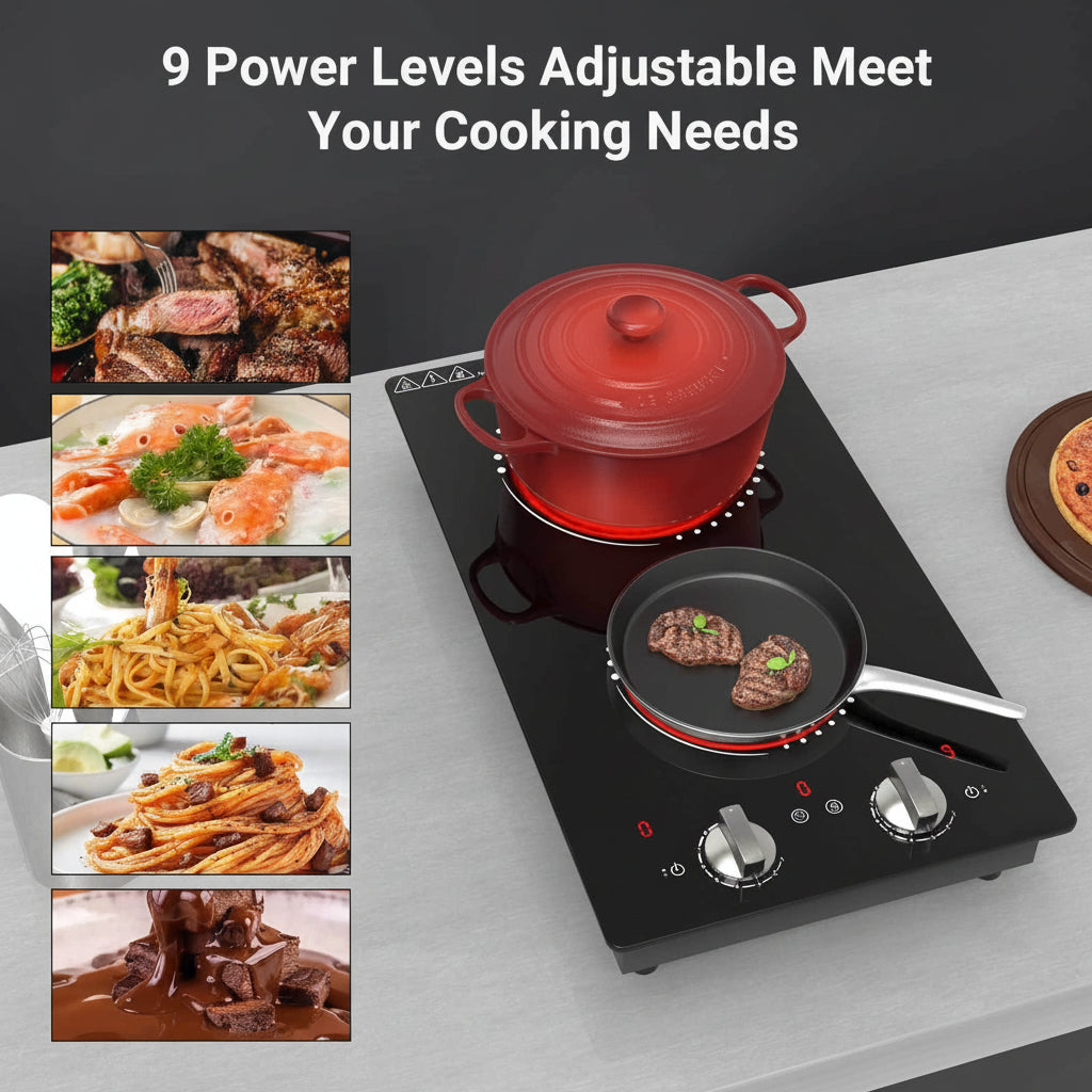 Electric Cooktop Double Burner Portable Knob Control Stove