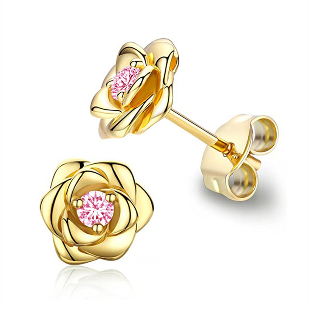 Earrings Mothers Day Gift Gold Birthstone Flower Stud jewelry