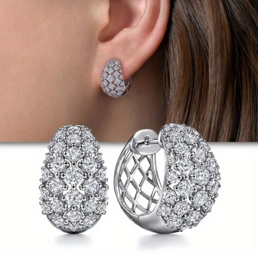 Earrings Mothers Day Gift Silver Crystal Cluster Stud jewelry