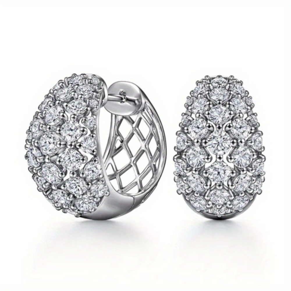Earrings Mothers Day Gift Silver Crystal Cluster Stud jewelry