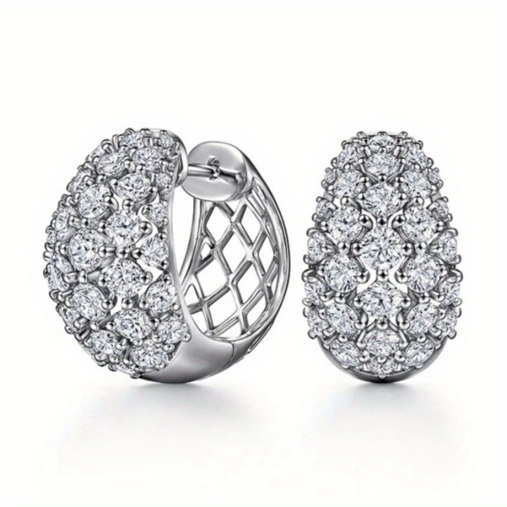 Earrings Mothers Day Gift Silver Crystal Cluster Stud jewelry