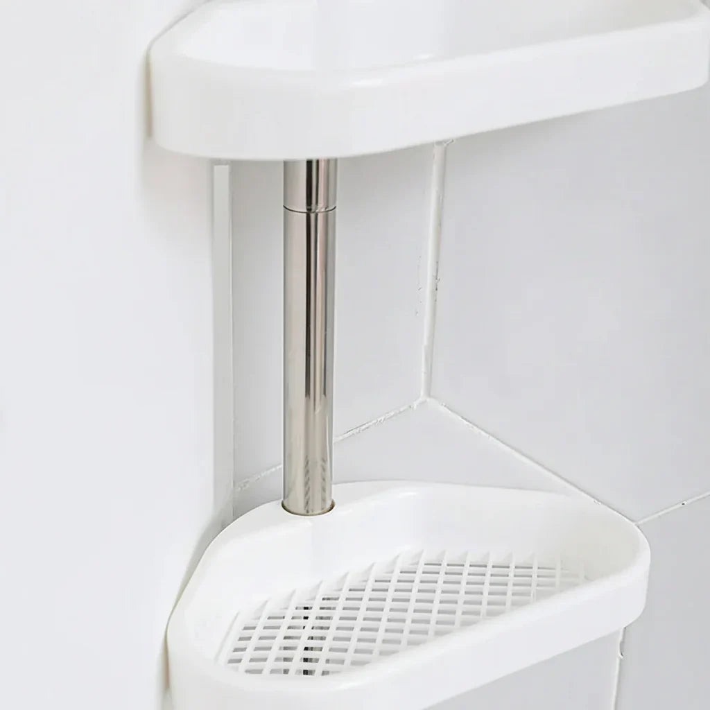 Shower Shelf Tension Pole Adjustable Corner Bathroom Storage Rack