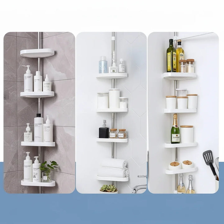 Shower Shelf Tension Pole Adjustable Corner Bathroom Storage Rack