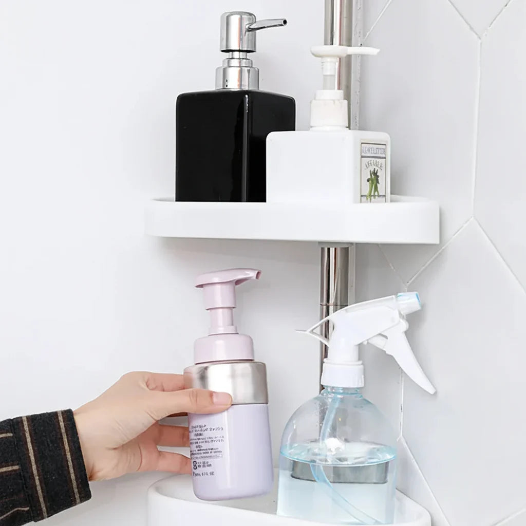 Shower Shelf Tension Pole Adjustable Corner Bathroom Storage Rack