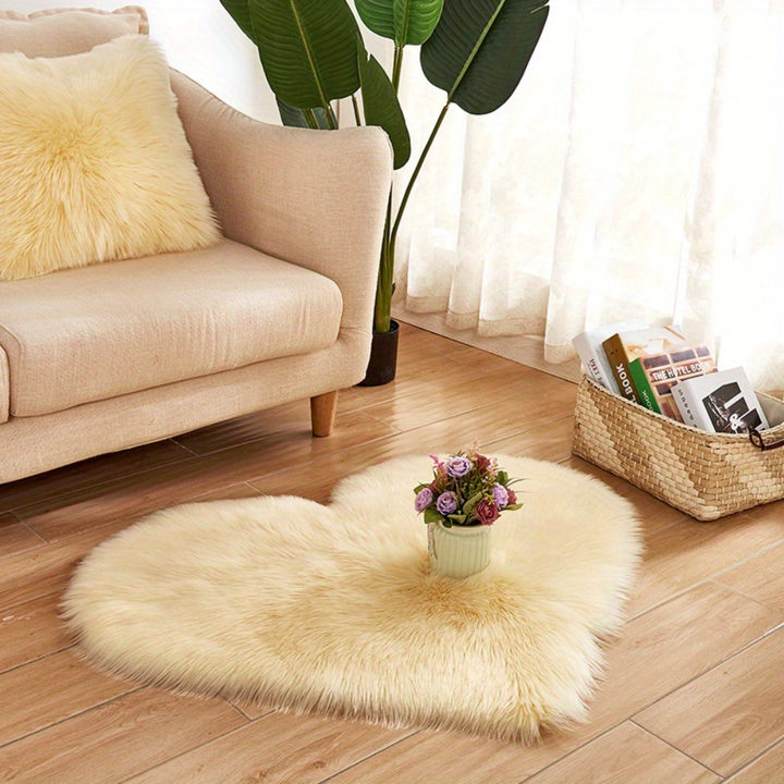 Area Rug Heart Shaped Plush Acrylic Indoor Floor Mat