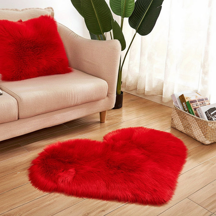 Area Rug Heart Shaped Plush Acrylic Indoor Floor Mat
