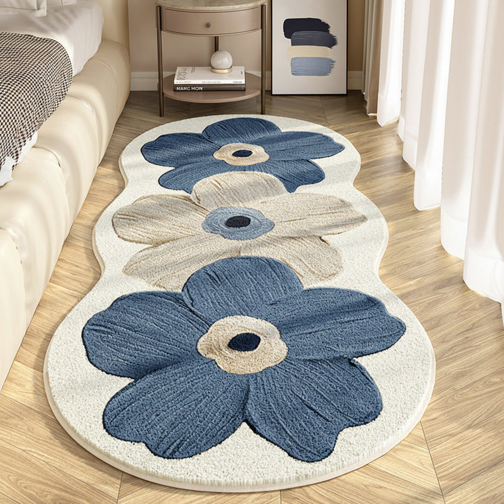 Area Rug Floral Irregular Soft Bedroom Floor Mat