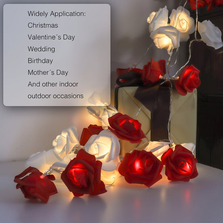 String Lights Rose Flower Battery Powered Romantic Decor