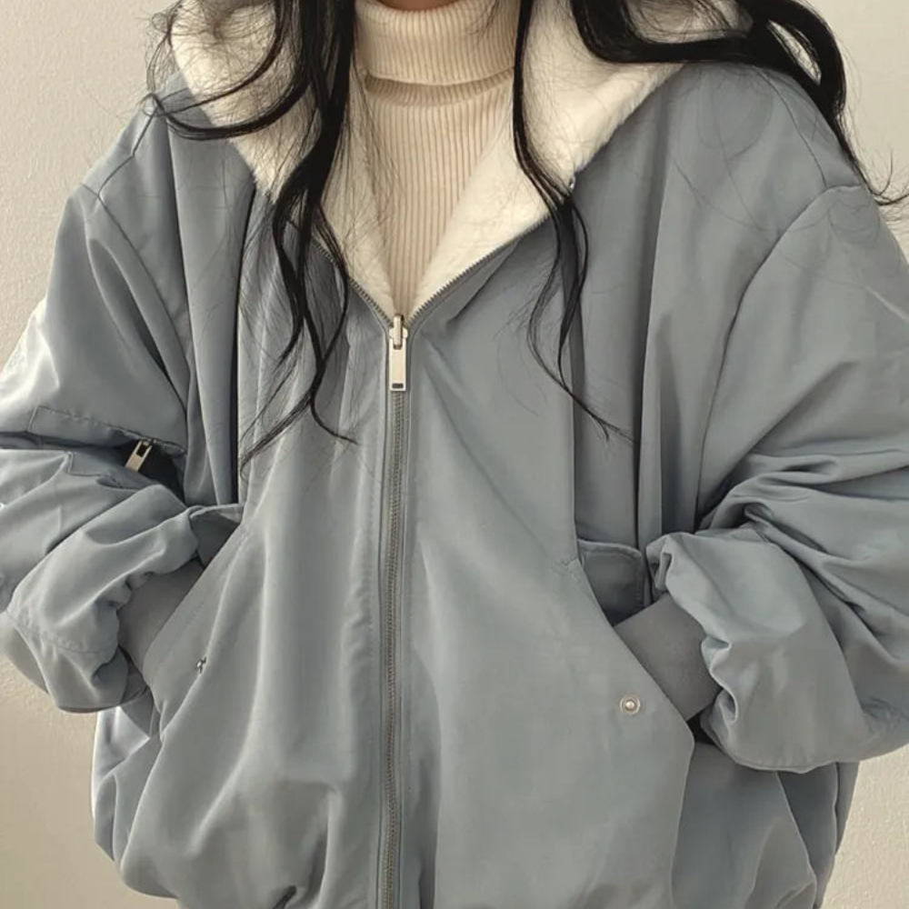 Winter Jacket Women Shearling Lined Zipper Casual Coat