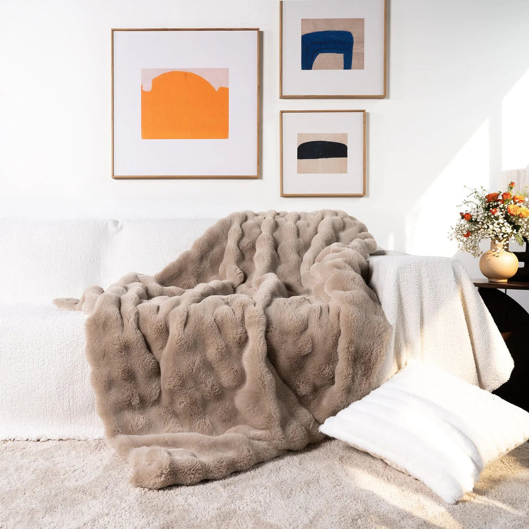 Throw Blanket Faux Fur Plush Soft Cozy Sofa Bed Cover