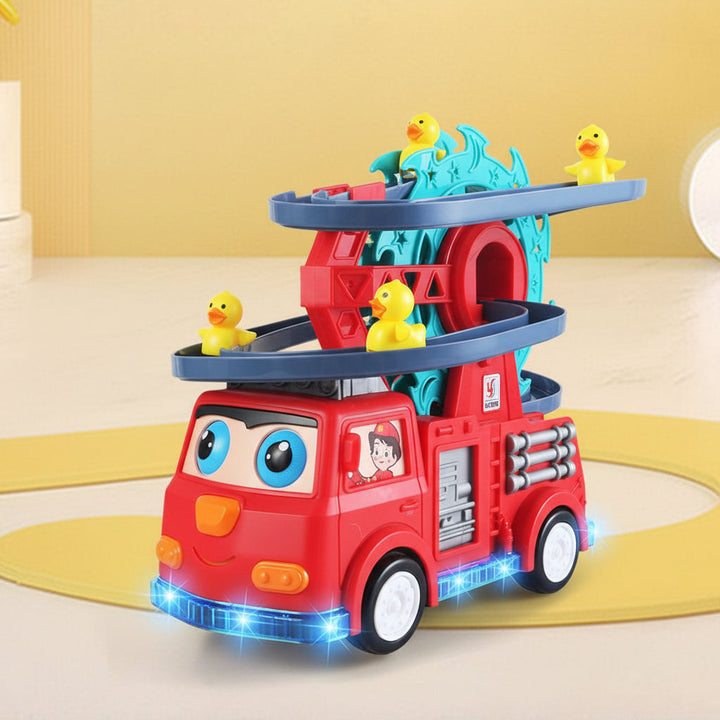 Fire Truck Toy Duck Slide Track Lights Sounds