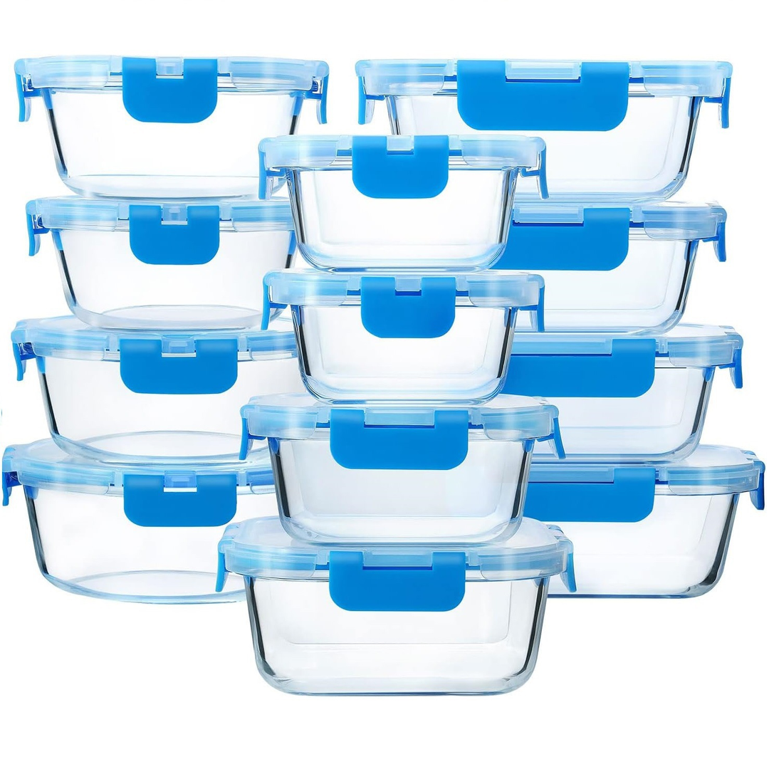 Food Containers Glass Airtight Set Meal Prep Storage Stackable