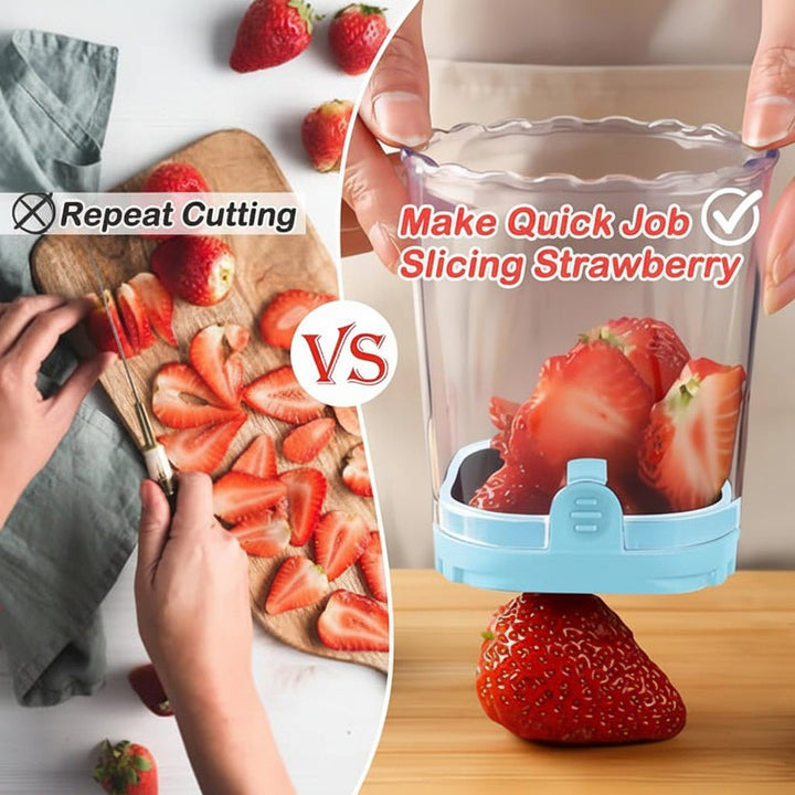 Fruit Slicer 8 Blades Easy Use Strawberry Cutter Fruit Salad