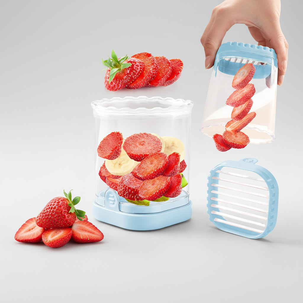 Fruit Slicer 8 Blades Easy Use Strawberry Cutter Fruit Salad