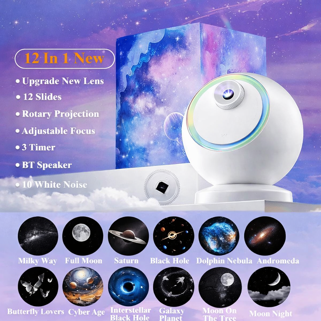 Star Projector Bluetooth Galaxy Night Light Rotating LED Lamp