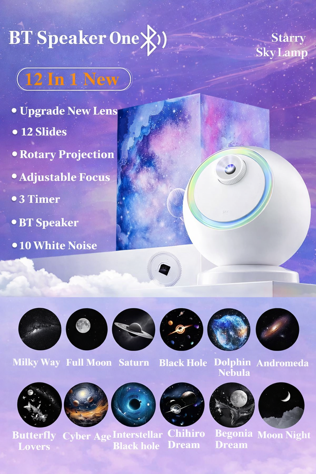Star Projector Bluetooth Galaxy Night Light Rotating LED Lamp