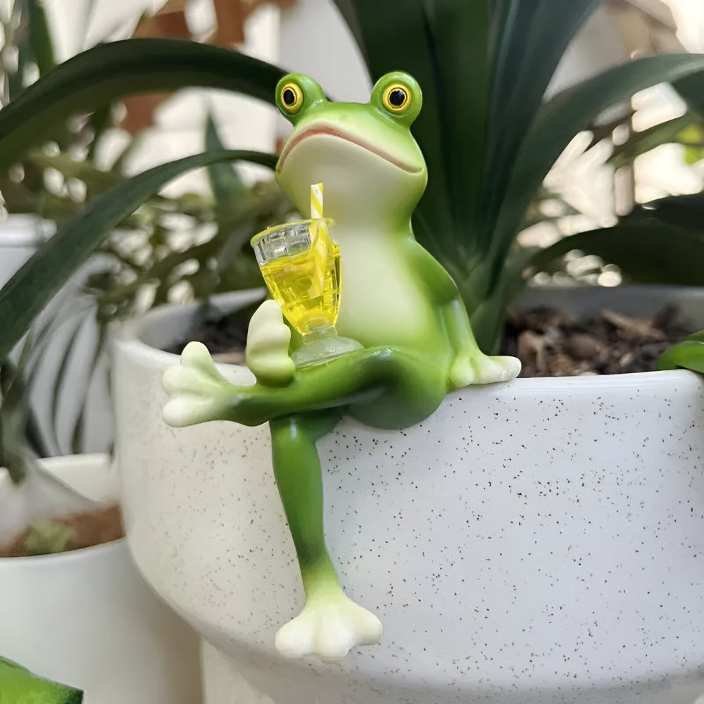 Garden Decor Frog Plant Pot Edge Hanging Ornament
