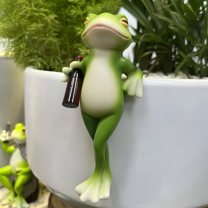 Garden Decor Frog Plant Pot Edge Hanging Ornament
