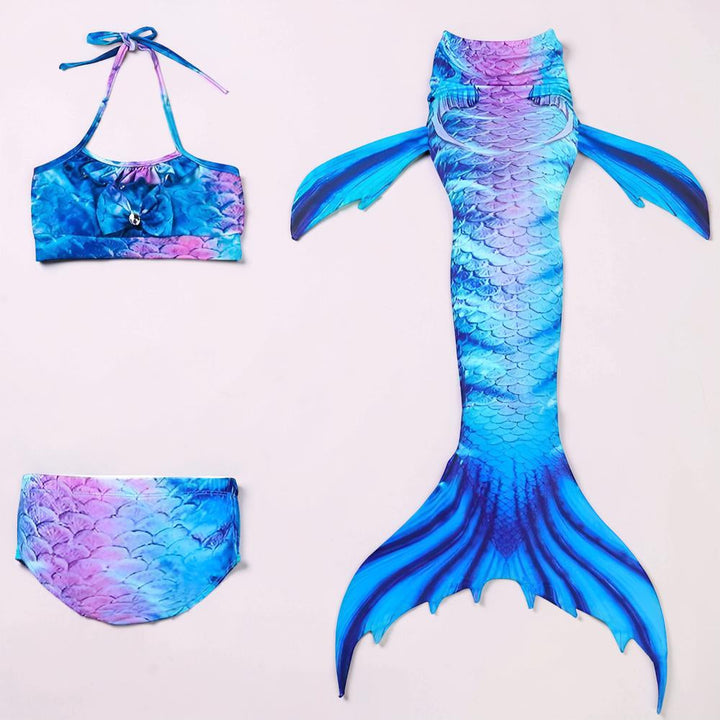 Girls Mermaid Swimsuit Three Piece Swim Tail Costume Set