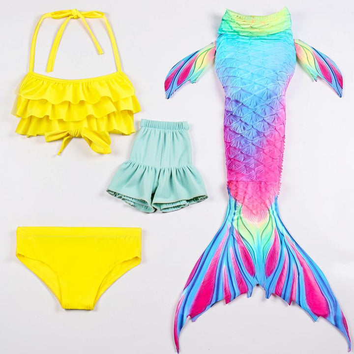 Girls Mermaid Swimsuit Three Piece Swim Tail Costume Set