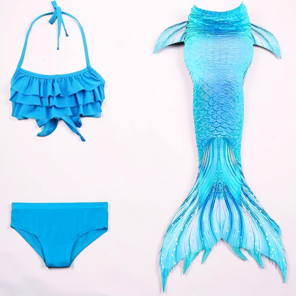 Girls Mermaid Swimsuit Three Piece Swim Tail Costume Set