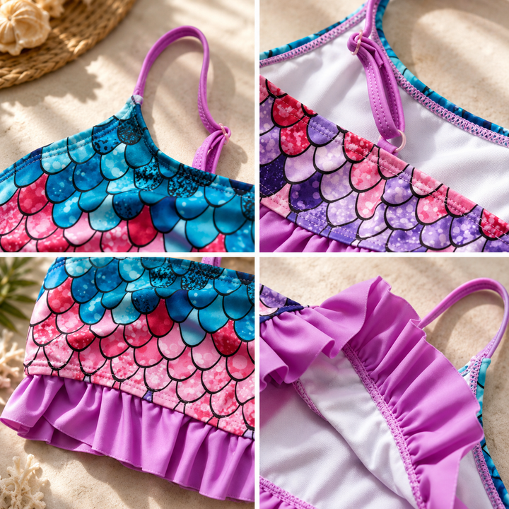 Girls Swimsuit Kids Bikini Ruffle Two Piece Swimwear