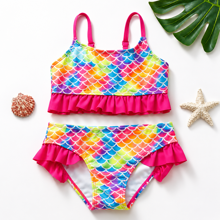 Girls Swimsuit Kids Bikini Ruffle Two Piece Swimwear