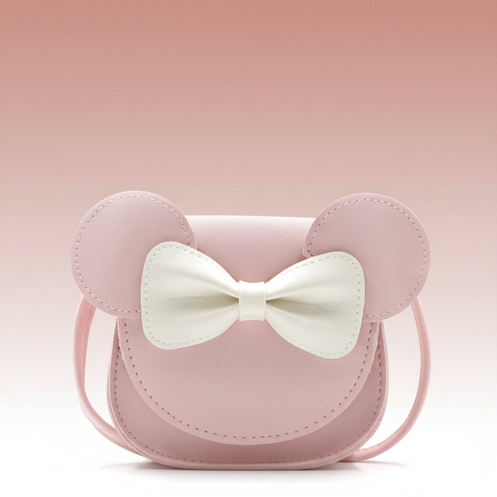 Girls Purse Cute Mouse Crossbody Bag Bow PU Mini Handbag