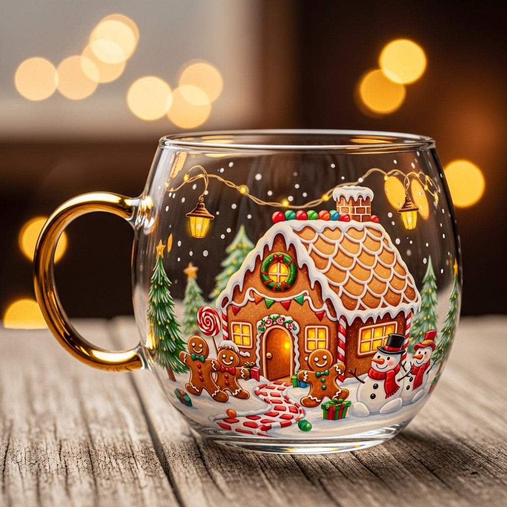 Christmas Glass Mug Winter Motifs Festive Hot Beverage Cup