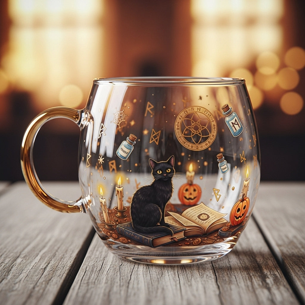 Christmas Glass Mug Winter Motifs Festive Hot Beverage Cup