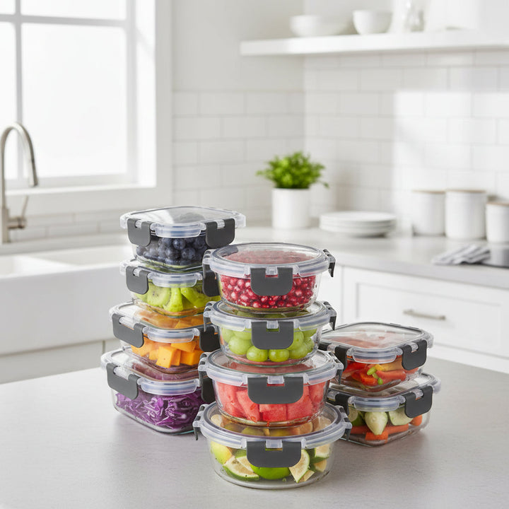 Glass Food Storage Containers Airtight Borosilicate Meal Prep Set