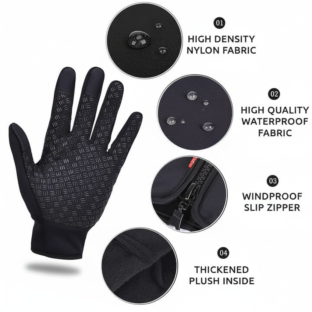 Winter Gloves Touchscreen Thermal Windproof Full Finger