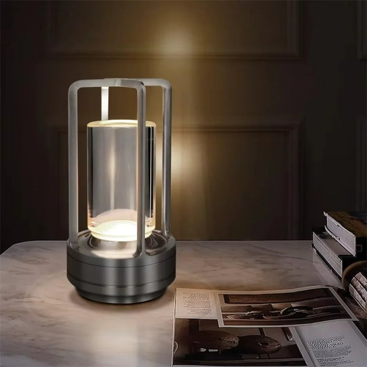Table Lamp Modern Metal Cylinder LED Light Decor Accent