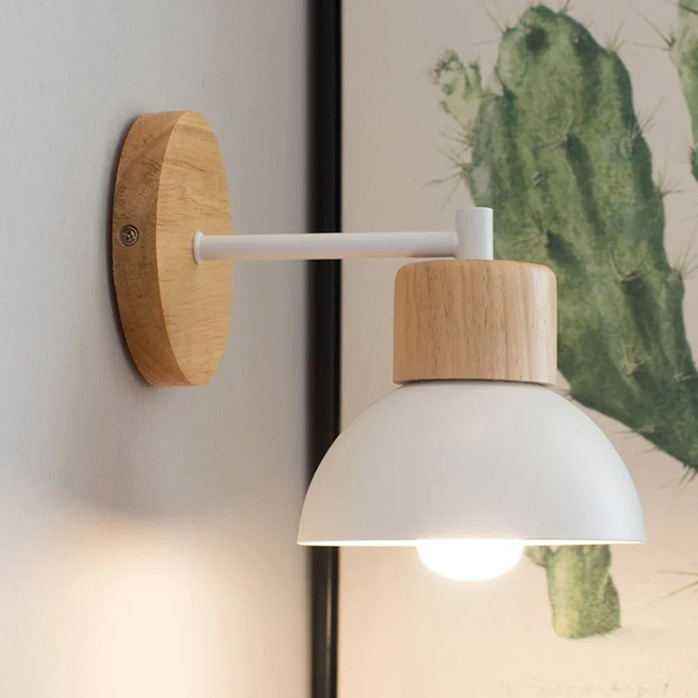 Wood &amp; Metal Wall Lamp | Modern Nordic Bedside Light