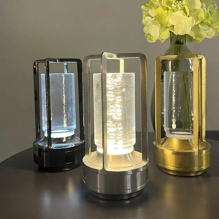 Table Lamp Modern Metal Cylinder LED Light Decor Accent
